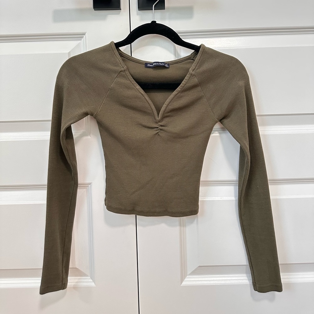Abercrombie & fitch ribbed green long sleeve top XS